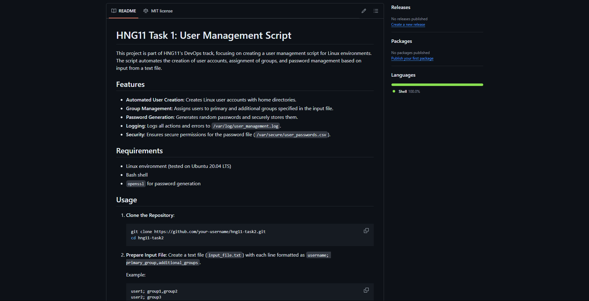 User and Group Management Script